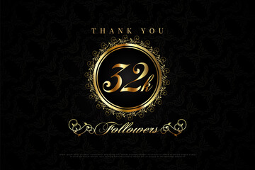 Thank you 32k followers with decorations circling numbers.