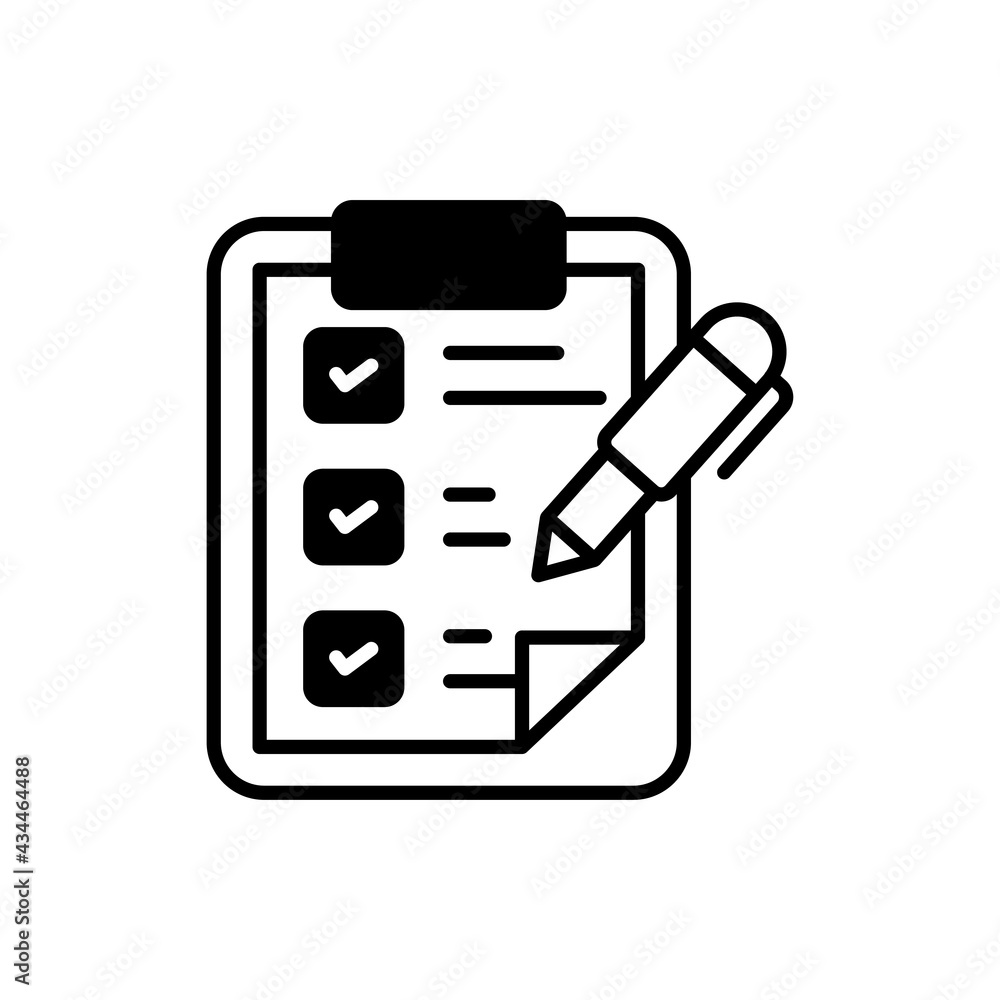 Poster check list vector solid icon style illustration. eps 10 file
