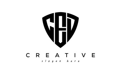 CED letter creative logo with shield	 - obrazy, fototapety, plakaty