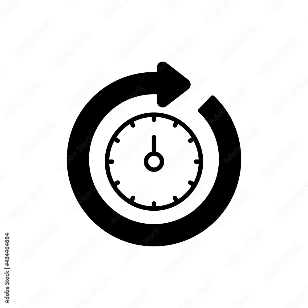 Poster round the clock vector solid icon style illustration. eps 10 file