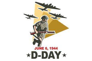 June 6, 1944. D-day, Normandy Landing vector illustration. Suitable for greeting card, poster and banner  - obrazy, fototapety, plakaty