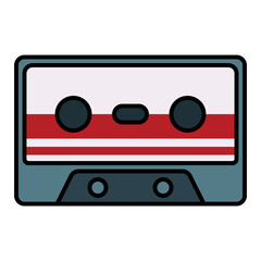 cassette tape using soft color and filled line style