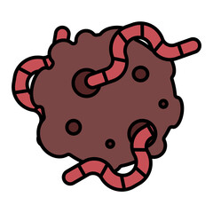 Fototapeta premium earthworm with soil in spring using soft color and filled line style