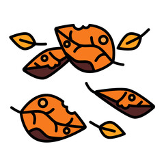 leaves fall in autumn using soft color and filled line style