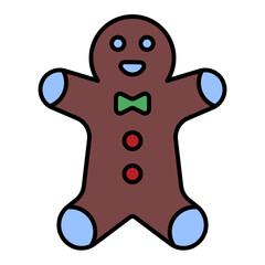 sweet gingerbread cookie in winter using soft color and filled line style