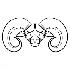 Black and white line art of big horn sheep head Good use for symbol mascot icon avatar tattoo T Shirt design logo or any design