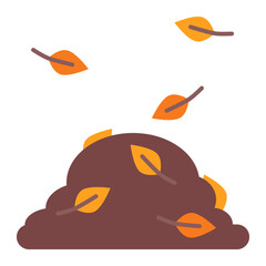 pile leaves in autumn using soft color and flat style