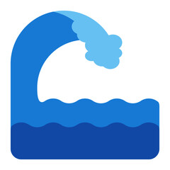 tsunami disaster at sea using soft color and flat style