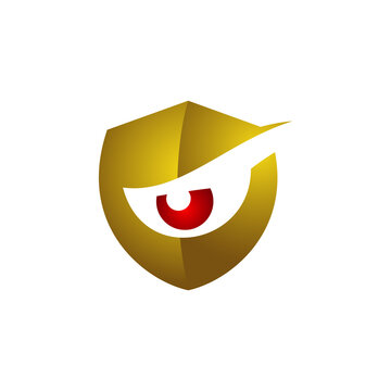 eye with shield vector logo illustration. eyecare symbol. good for a mascot, security, spy, eye protection, healthcare logo.
