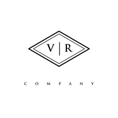 initial VR logo design vector