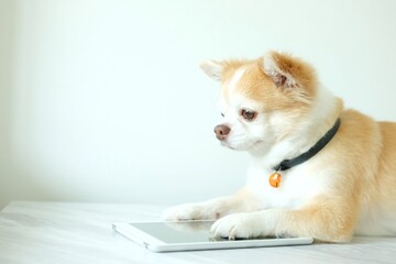 Brown chihuahua dog laying on the floor.