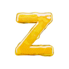 Honey comb letter Z. 3d illustration honey alphabet.