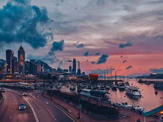 Fototapeta na wymiar Hong Kong city view at sunset