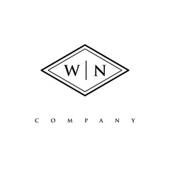 initial WN logo design vector