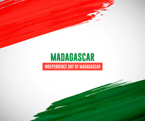 Happy independence day of Madagascar with creative watercolor splash background - obrazy, fototapety, plakaty