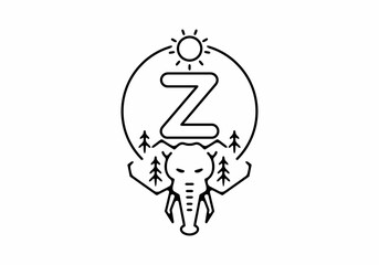 Black line art illustration of elephant head with Z initial letter