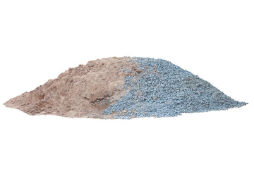 Pile of sand and gravel or stone in construction site isolated on white background included clipping path. © Pannarai