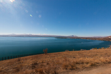 Lake Sevan with mountain views