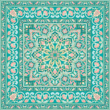 Oriental colorful carpet.