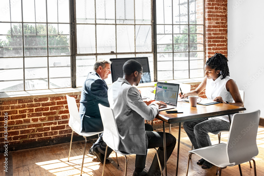 Wall mural Group of diverse people having a business meeting