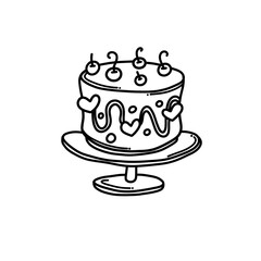 Cake Doodle vector icon. Drawing sketch illustration hand drawn cartoon line eps10