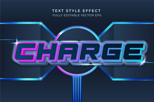 Charge Blue Editable Text Style Effect with Tech Background