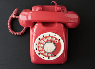 Retro red desktop telephone