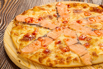 Italian traditional Pizza with salmon