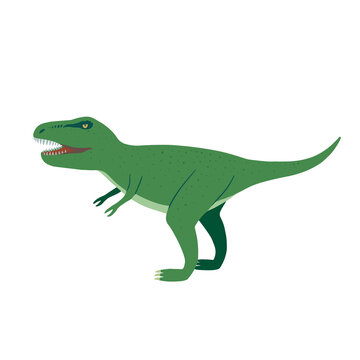 Cute cartoon doodle tyrannosaurus, isolated on white background. 