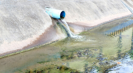 Drain - let it drain down the canal. Concept of environmental protection