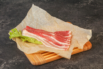 Raw pork bacon for roast