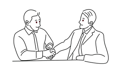 Businessman in suits are handshaking in the office vector illustration