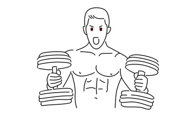 Man Lifting dumbbell vector illustration