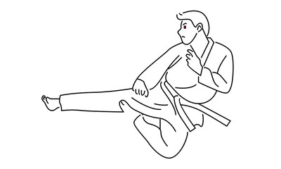 Karate man kicking vector illustration