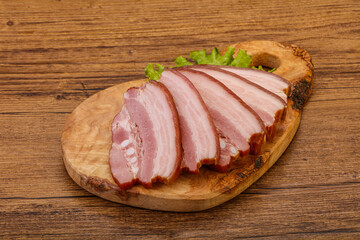 Tasty smoked pork brisket slice
