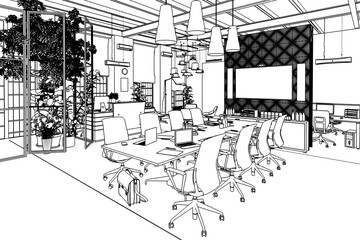 Contemporary Meeting Area Design (sketch) - 3d visualization