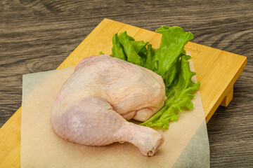 Raw chicken leg for cooking