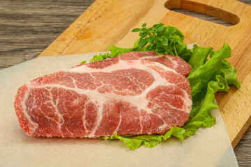 Raw pork meat neck steack