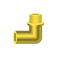 PVC plastic pipe fitting vector design isolated on white background. 90 degree elbow with slip socket and male thread. For pipeline system, plumbing, sewage, drainage, waste, vent and water supply.