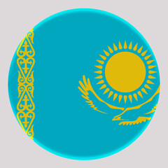 3D Flag of Kazakhstan on circle
