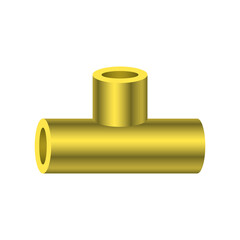 PVC plastic pipe fitting vector icon. 3 way (tee). Consist of slip socket opening 3 end (solvent weld). For connection pipe in pipeline for plumbing, drainage, vent, waste, sewage and water supply.