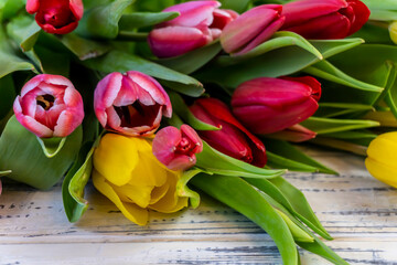 Bouquet of Spring Flowers - Red and Yellow Tulips