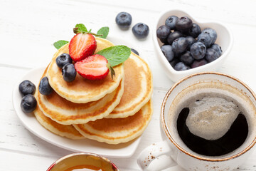 Healthy breakfast with pancakes