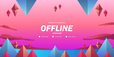 Abstract futuristic geometric fantasy background landscape for offline stream twitch live video game