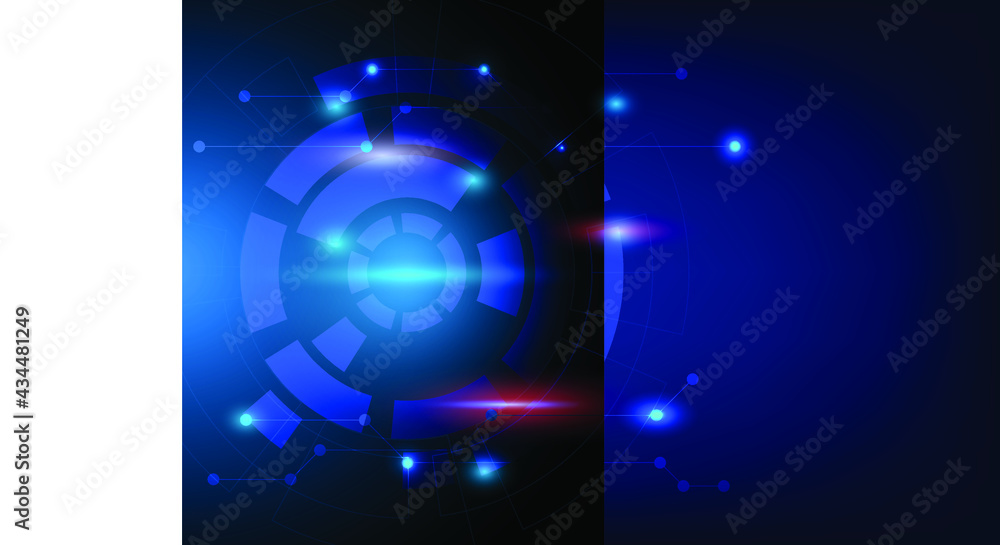 Aufkleber technology background with shiny light in deep blue cyber space. abstract network background with li