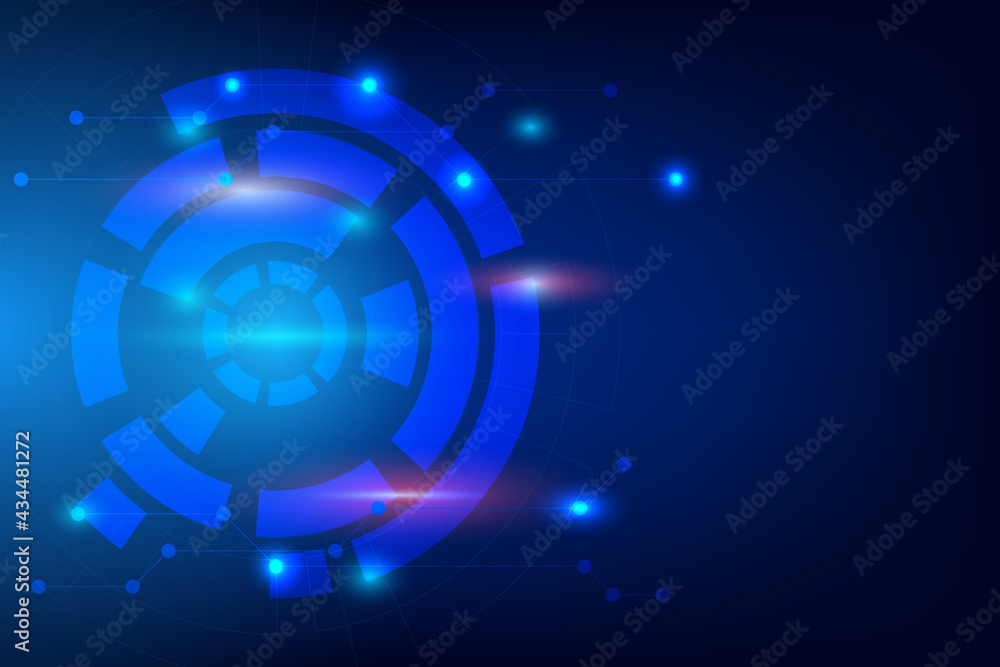 Poster technology background with shiny light in deep blue cyber space. abstract network background with li