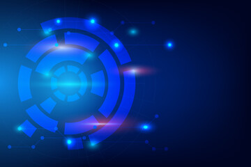 Technology background with shiny light in deep blue cyber space. Abstract network background with line and dot connection with blank space for create design and presentation.