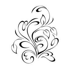 ornament 1769. unique decorative element with stylized leaves and curls in black lines on a white background