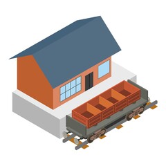 Cargo wagon icon. Isometric illustration of cargo wagon vector icon for web