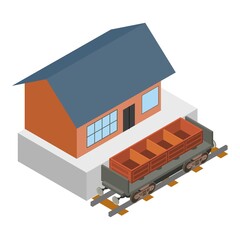 Freight wagon icon. Isometric illustration of freight wagon vector icon for web
